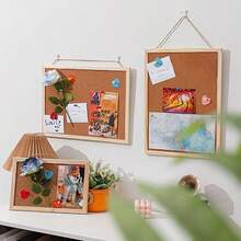 1pc Wall-Mounted Cork Board/Message Board/Photo Background Wall Panel, 3 Sizes Available - 23.62*15.75/15.75*11.81/11.81*7.87 Inches, Single-Sided Hanging Cork Board, Photo Decoration Board, Display Board With Wooden Frame, For Office Decoration Notes And Messages/Room And Bedroom Background Decoration/College Dormitory Memo Display Board, Vintage Style Art Wall Decoration, Office Desk Accessories, Classroom Decoration. - A - View 7