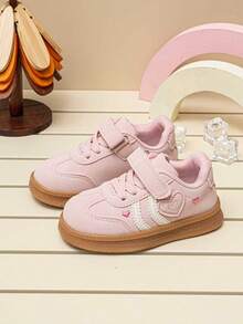 1 Pair Fashionable Hook & Loop Sports Shoes, Soft Anti-Slip Outdoor Casual Shoes For Spring And Autumn - Pink - View 2