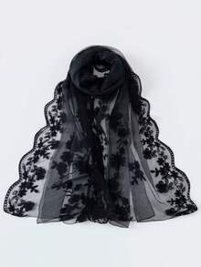 1件優雅女款純色蕾絲刺繡花卉頭巾，奢華波希米亞風頭巾/披肩，適合日常穿著、婚禮、夏季海灘度假 - 彩色 - 查看 16