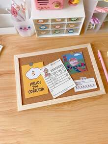 1pc Wall-Mounted Cork Board/Message Board/Photo Background Wall Panel, 3 Sizes Available - 23.62*15.75/15.75*11.81/11.81*7.87 Inches, Single-Sided Hanging Cork Board, Photo Decoration Board, Display Board With Wooden Frame, For Office Decoration Notes And Messages/Room And Bedroom Background Decoration/College Dormitory Memo Display Board, Vintage Style Art Wall Decoration, Office Desk Accessories, Classroom Decoration. - A - View 11