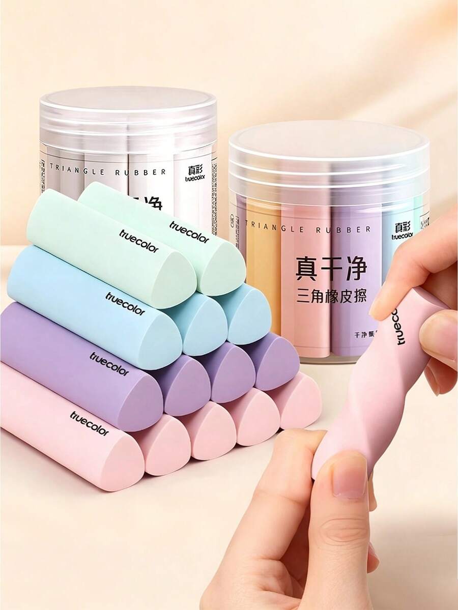 1/10 buah Penghapus Warna-warni, Portabel, Lembut, Bebas Debu, Menghapus Bekas Pensil dengan Cepat dan Bersih, Mencegah Noda, Desain Ujung Segitiga, Cocok untuk Modifikasi Detail yang Presisi, Cocok untuk Pekerjaan Rumah, Ujian, dan Penggunaan di Kelas, Alat Tulis Siswa, Musim Kembali ke Sekolah, Penghapus Sekolah, Perlengkapan Belajar