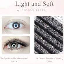 12 Rows 4D-W Triple Tips Eyelash Extensions, 0.07mm D Curl Hand Woven Mesh Net Cross Lashes, Premium Soft Light Professional Makeup Lash Supplies - Black - View 6