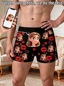 Custom Cartoon Portrait Men's Boxer Briefs Personalized Photo Underwear Rose Lip Print Gift For Him - Multicolor - View 11