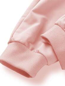 2pcs/Set Girls Hooded Sweatshirt With 3 Rabbits Print And Simple Casual Sweatpants, Cartoon Cute Style Autumn/Winter Outfit - Baby Pink - View 11