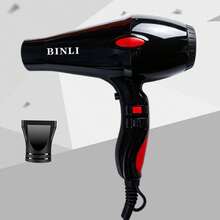 1pc Hair Dryer With Hurricane Nozzle And Dryer, 3 Switches, One-Touch Cold Air Switch, Multiple Speed Settings - Black - View 2