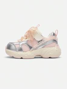 Balabala Kids Breathable Mesh Sneakers With Hook And Loop Closure Casual Walking Shoes For Girls - White Red - View 2