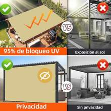 Malla Sombra Exterior 95% Beige Toldo HDPE Transpirable con Ojales Reforzados Protección UV para Jardín, Terraza, Pérgola, Invernadero Varios Tamaños Disponibles - Beis - Ver 7
