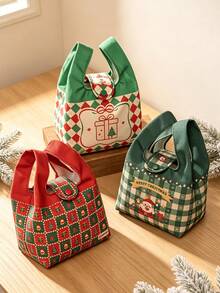 1 Buah Tas Tangan Berbentuk Persegi dari Bahan Kanvas dengan Gaya Meriah dan Inspirasi, Dilengkapi Kancing Jepret dan Motif Selamat Natal. Tas Tote Organizer Penyimpanan Serbaguna untuk Musim Liburan Musim Dingin, Pesta Natal, dan Perjalanan Sehari-hari. Dekorasi Rumah Natal - Berbagai gaya - View 2