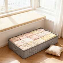 1pc/2pcs/3pcs Arrow Pattern Underbed Storage Bag - Foldable Non-Woven Fabric Closet Storage Box, Suitable For Blankets, Bedding | Space-Saving Design, No Space Occupied, Can Be Stored Underbed. Multiple Styles Available - Light Grey - View 3