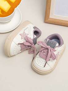 1 Pair Korean Style Toddler Girls Star Pattern Low-Top Lace-Up Sneakers, INS Style Colorblock Canvas Casual Versatile Sports Shoes - Purple - View 5
