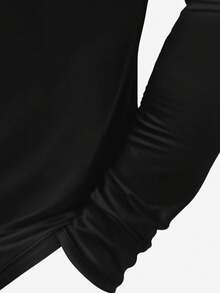 Kaos Lengan Panjang Cetak 3D Motif Dasi Jas Kreatif, Desain Gaun 2 in 1, Pakaian Pesta Pria, Pullover Leher Bulat Longgar - Hitam - View 4