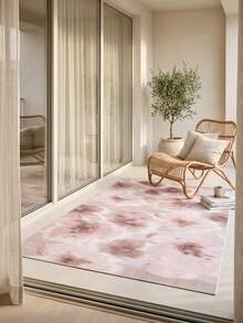 1pc Modern Aesthetic Fresh Oil Painting Style Floral Soft Faux Cashmere Area Rug, Bathroom, Kitchen, Entrance, Hallway, Bedside, Living Room, Bedroom, All Season Machine Washable Floor Mat, Home Decor - Multicolor - View 4