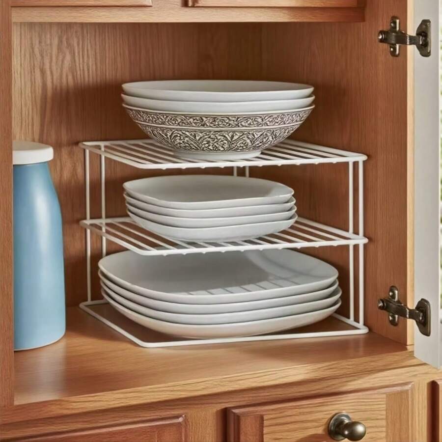 Kệ lưu trữ nhà bếp 3 tầng - Kệ tổ chức tủ - Kệ nhà bếp - Kệ góc - Kệ tổ chức mặt bàn - Kệ lưu trữ đĩa và bát - Kệ lưu trữ nhà bếp - Nhiều màu - Xem 1