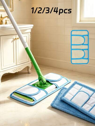 4/3/2/1pc Flat Mop Replacement Head, High Absorbency, Dry & Wet Use, Suitable For Most Flat Mops, Easy To Clean, Home Life, Household Cleaning, Super Absorbent Reusable Mop Pad, Mop Accessories