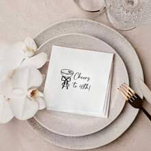 20/40/60Pcs,Cheers To 40th Disposable Paper Napkins,Bow Coupe Cocktail Glass Hand‑Written Script Print White Decorative Beverage Serviettes,40th Milestone Birthday Table Tissues For Birthday Gathering,Wedding Anniversary,Adult Party Table Setting - 40 YEARS - View 3