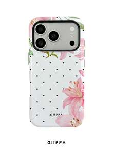 GIIPPA 1pc Black Polka Dot & Pink Hibiscus Pattern Design Phone 17 Pro Max Phone Case, Compatible With Phone 16 Pro Max, 15 Pro Max, 14 Pro Max, Korean Style High-End Fashion & Fun Phone Case, Suitable For 11/12/13/14/15/16 Pro Max Plus, Elegant Design For Men & Women, Perfect Gift For Girlfriend On Christmas, Valentine's Day, Easter, Wedding Season And Birthday! - Multicolor - View 1