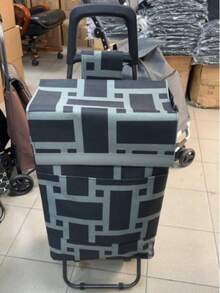 43L Large Capacity 4-Wheel Shopping Cart, Push & Pull Dual Mode, 25KG Heavy Duty, Lightweight Black Steel Frame, Random Color - Multicolor - View 10