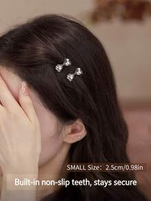 2pcs/Set Small Crystal Bow Side Alligator Hair Clips, Premium Rhinestone Hair Clips For Forehead Wisps And Mini Bangs, Gift, Travel, Women's Gift, Hair Accessories, Valentine's Day Hair Decor,Hair Claws - Multicolor - View 9