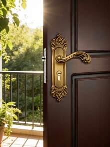 1 Set Metal Door Lock With Lock Body And Lock Cylinder Or 2 Handles, 3 Keys, Suitable For Bedroom, Room, Study Interior Doors - Bronze - View 2