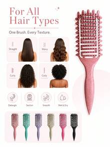 Curly Hair Styling Comb, Multi-Color Plastic Anti-Tangle Comb, Side Tooth Design, Open Back, Tail Handle, Suitable For Curly, Wavy, Thick Hair, Women's Travel Use - Multicolor - View 7