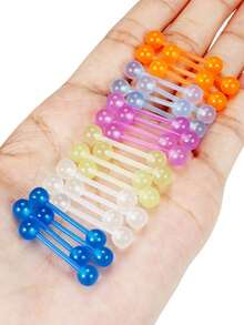 12pcs Multicolor Fluorescent Ball Tongue Studs Nipple Rings Piercing Jewelry, UV Resistant Hypoallergenic, Back To School Halloween Gift - Glow-in-the-dark - View 4