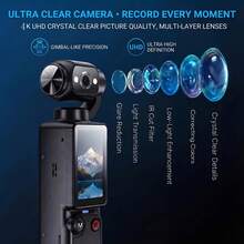 4K UHD 便攜式雲台相機，適合 Vlog 創作者，長效續航（最高 7 小時），手持輕巧運動相機，可拍攝清晰影片與低光源自拍，具備 AF 自動對焦與內建補光燈，創作者禮品完整套裝 - 彩色 - 查看 7