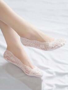 1/3/5/10 Pairs Women's Summer Thin Breathable Silicone Anti-Slip Princess Lace Invisible Low-Cut Boat Socks - Multicolor - View 3