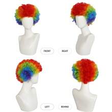 Peruca Colorida de Palhaço, Peruca Curta Encaracolada de 8 Polegadas Unissex Anos 70 80 90 Hippie Disco para Fantasia de Festa de Halloween Cosplay Decorações de Natal Cabelo Peruca de Rocker Heavy Metal para Fantasia Engraçada Louca Peruca de Pegadinha para Feriado Aniversário - Multicolorido - Visão 22