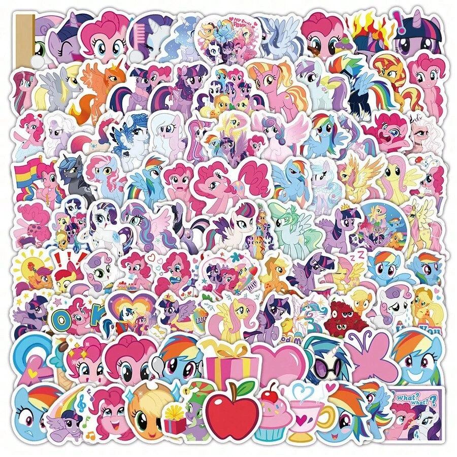 MY LITTLE PONY 62 قطعة/100 قطعة مرسلة عشوائيًا. ملصقات بوني غير متكررة، ملصقات ديكور دفتر يوميات بأسلوب INS. ملصقات مقاومة للماء مناسبة لأغطية الهواتف والدفاتر والحقائب. مثالية لمشاريع DIY وديكور الدفاتر وألبومات الصور والحرف اليدوية. رائعة كهدايا صغيرة وديكورات حفلات الزفاف. - مهر - مشاهدة 1