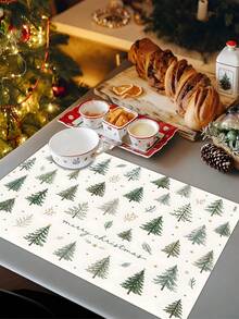 2/4pcs Christmas Linen Placemats, Snowman, Poinsettia, Christmas Ball, Christmas Elf, Gingerbread Man, Christmas Tree Patterns, Suitable For Dining Room, Kitchen, Winter Christmas New Year Family Gathering, Great Holiday Gift Choice - Multicolor - View 6