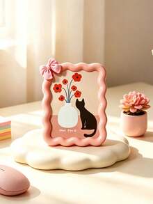 Cute Wavy Bow Photo Frame, Kawaii Colorful Photo Frame, Desktop Display Stand, Back To School Dorm Decor, Cute Gift For Girls, Women's Home Bedroom Decoration, Bow Decor Photo Frame, Desktop Photo Frame, Back To School Dorm Aesthetic Decor, Cute Gift For Girls' Bedroom Home Decor - one-size - View 6