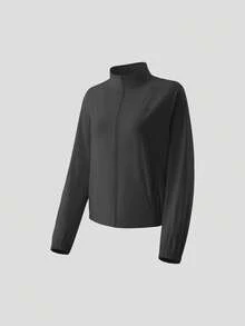 Jaket Pelindung Matahari Cepat Kering dan Nyaman untuk Wanita Beneunder (Potongan Longgar, Kerah Tegak) AL002 - Hitam - View 10