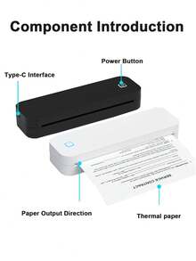 Portable A4 Thermal Printer, Wireless Bluetooth Inkless Document Printer, A4 Thermal Roll Paper And Folded Thermal Paper Optional, Black/White Printer, Suitable For Travel, Office, Home, Mobile Office, Learning - Multicolor - View 8