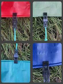 8PCS. 16PCS Windproof Outdoor Tent And Awning Accessory Set | Complete Heavy-Duty Camping Waterproof Tarp Fixing Set, Includes Ground Stakes, Wind Ropes, Tarp Clips And D-Rings - Multicolor - View 6