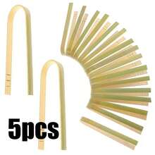 1-100pcs Bamboo Food Tongs, Bamboo Cooking Tongs, Exquisite Bamboo Serving Tongs, Toast Tongs, Cold Plate Accessories, Can Grip Cheese, Toast, Bread, Sushi, Pickles, Tea, Suitable For Parties, Catering, Baking, Buffet And Home - Beige - View 11