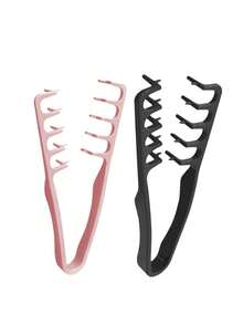 Portable Fluffy Wide-Tooth Comb, Rich Texture, Unisex, ABS Plastic Material, Suitable For Coarse, Curly, Wavy And Natural Hair Types, Ideal For Home And Travel Use, Easy To Style - One Size Fits All - View 10