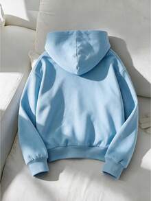 Sweatshirt Hoodie Motif Pita Biru Muda untuk Anak Perempuan, Sweatshirt Pullover Longgar dengan Bahu Jatuh dan Kantong Kanguru, Atasan Kasual Serbaguna untuk Musim Semi dan Gugur - Biru - View 2