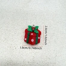 6件裝樹脂紅色聖誕禮物盒吊墜，適合DIY珠寶製作，完美用於派對配件、耳環、項鍊、包包吊飾 - 聖誕禮物盒吊墜 - 查看 3