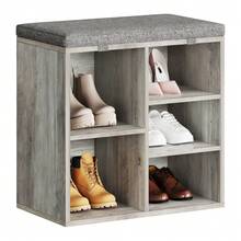 Techigher Shoe Storage Bench With Cushion, Shoe Rack Organiser, Hallway Storage Bench With Padded Seat & Adjustable Shelves, Compact Shoe Cabinet For Entryway, Bedroom, Living Room - Grey 51*30.5*53 - View 9