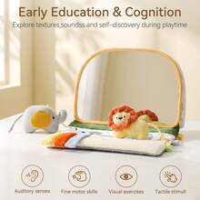 Foldable Forest & Grassland Baby Tummy Time Mirror With Crinkle Paper, Multi-Texture Fabric Hanging Toy, Sensory Early Learning Toy For Infants - Green - View 2