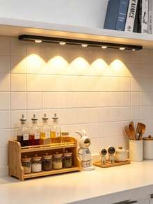 1pc Cat Eye Sensor Cabinet Light, 20/30/40/50cm USB Rechargeable Motion Sensor Light, LED Light Strip, Dimmable 3-Color Options, Suitable For Kitchen, Wardrobe, Cabinet, Bedroom, Hallway - Three Colors - View 3