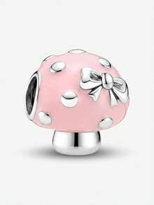 1 pieza Cuenta de niña de hongo rosa de plata de ley 925, adecuada para pulsera DIY, joyería de mujer para combinar a diario - Estilo 6 - Ver 6