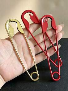 5/2pcs Multi-Color Women's New Fashion Oversized Safety Pin Shaped Hair Bun Holder, Creative Minimalist Hair Accessory, Back Of Head Hair Clip, Personalized Hair Decoration, Hair Styling Accessory For Party And Daily Wear - Multicolor - View 8