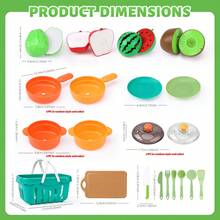 17pcs Kids Pretend Play Fruit & Vegetable Cutting Toy Set - Kitchen Food Toy Set With Basket, Cooking Tools And Hook And Loop Cutting Toys, Educational Role Play Toys - Multicolor - View 6