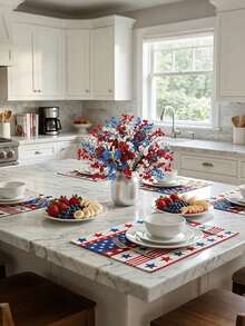 9pcs/Set Tricolor Baby's Breath Artificial Flower Bouquet,Patriotic Red White Blue Baby's Breath Floral Arrangement,Fake Flowers For Independence Day,Memorial Day, Dining Table Centerpiece,DIY Floral Decor,Home Decor, Indoor/Outdoor,Party,Wedding - Red, White and Blue - View 12