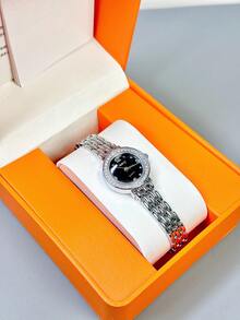 NARY 1pc Elegant & Luxurious And Fashionable Ladies' Watch Decorated With Rhinestones, Small And Exquisite Quartz Watch, For Gifts, Daily,Festival Wear - Black - View 3