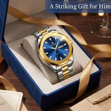 CTPOR POEDAGAR Men's Luxurious Luminous Simple Date Calendar Blue Square Stainless Steel Strap Quartz Business Watch Gift Souvenir Halloween Back-To-School - Multicolor - View 11