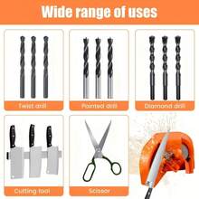 Multi-Function Drill Bit Sharpener, Orange Sharpening Tool, With 4 Grinding Wheels And 3 Drill Bit Holders, Universal Industrial Sharpener For All Drill Bits, Scissors And Knives - Multiple Styles - View 4
