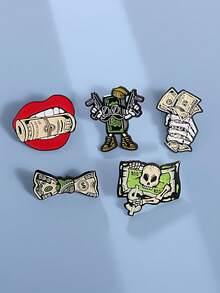 Gothic Money Brooch Skull Dollar Enamel Pin Streetwear Cash Badge For Bag Jacket Accessories - Multicolor - View 8