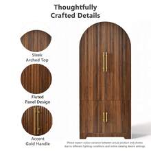 MERAX 72" Tall Arched Kitchen Pantry Cabinet With 8 Door Shelves, Fluted Storage Cabinets With 3 Adjustable Shelves, Hidden Drawer, Versatile Cupboard For Kitchen, Dining & Bath Room, Brown - Brown - View 6